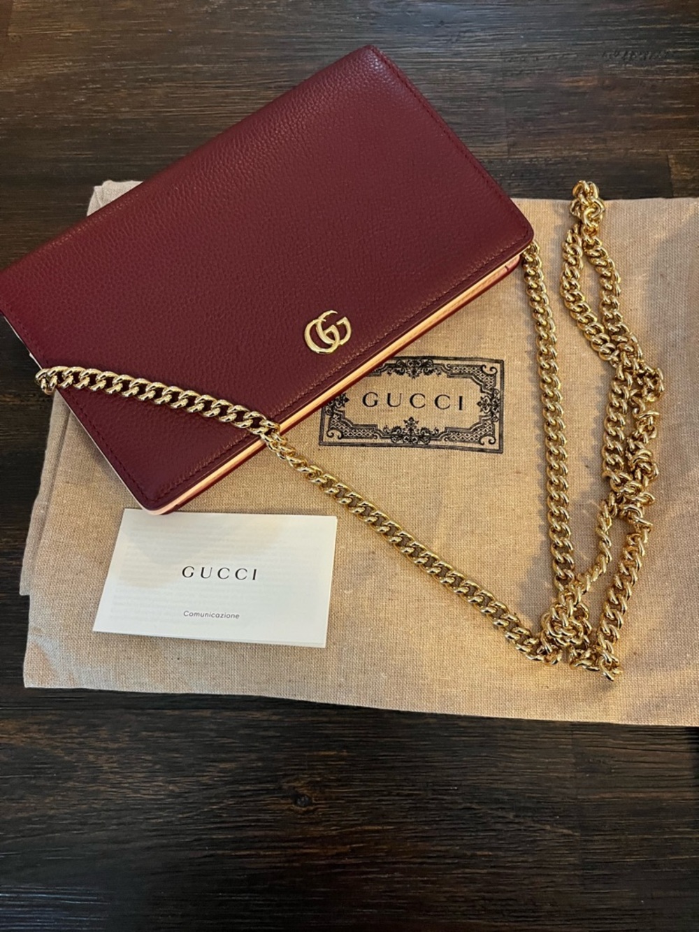❌SOLD❌Gucci GG Marmont wallet on chain NEW